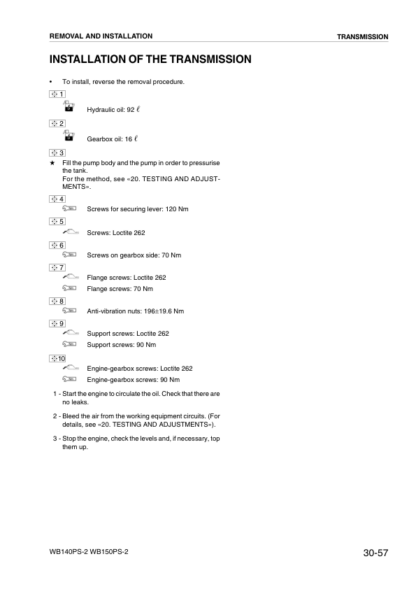 Komatsu WB140PS-2 150PS-2 Power Shift Backhoe Service Manual WEBD004700 - Image 8