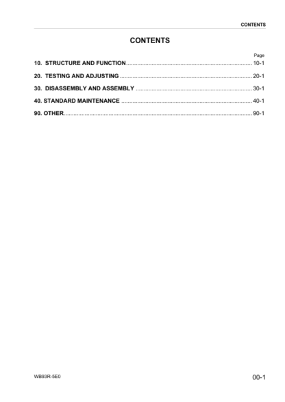 Komatsu WB93R-5 Backhoe Shop Manual F60003 and up - Image 3