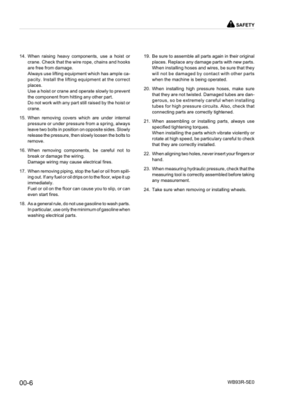 Komatsu WB93R-5 Backhoe Shop Manual F60003 and up - Image 7