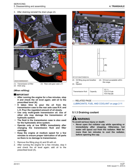 Kubota ZD1511 Zero Turn Mower Workshop Manual - Image 15