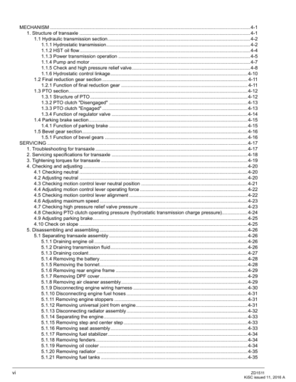Kubota ZD1511 Zero Turn Mower Workshop Manual - Image 11