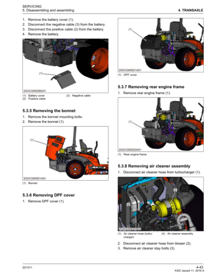 Kubota ZD1511 Zero Turn Mower Workshop Manual - Image 16