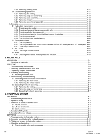 Kubota ZD1511 Zero Turn Mower Workshop Manual - Image 3