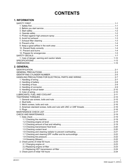 Kubota ZD1511 Zero Turn Mower Workshop Manual - Image 6