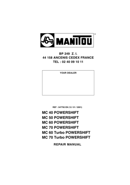 Manitou MC 40 50 60 70 Powershift Forklift Repair Manual - Image 2