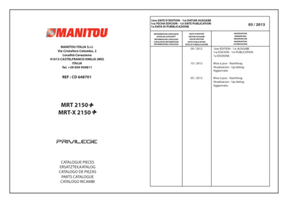 Manitou MRT 2150 MRT-X2150 Plus Telescopic Parts Catalog - Image 2