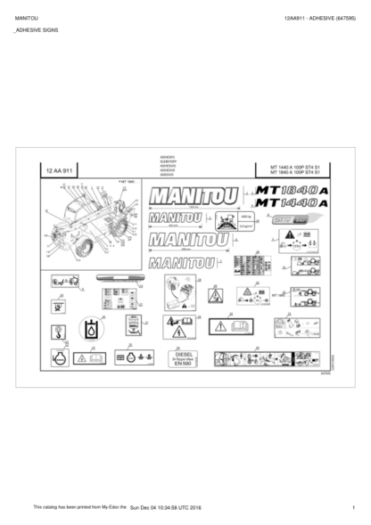 Manitou MT 1440 1840 A 100P ST4 Parts Catalog - Image 8