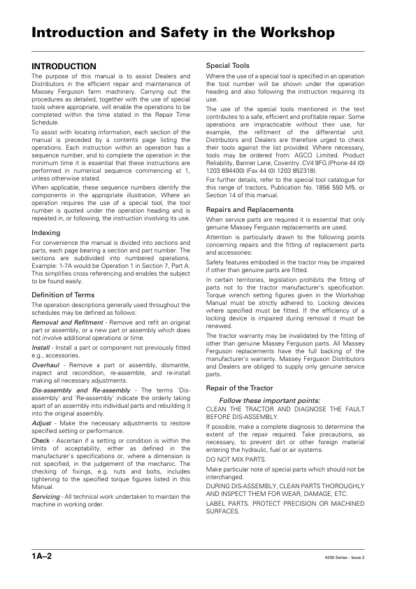 Massey Ferguson 4300 Series Tractor Workshop Manual - Image 5