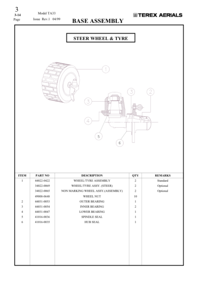 Terex TA33 Articulated Boom Lift Parts Manual - Image 9