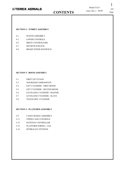 Terex TA33 Articulated Boom Lift Parts Manual - Image 5