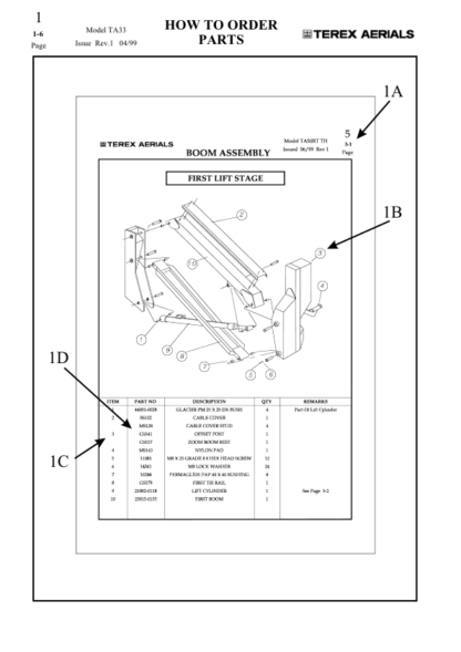 Terex TA33 Articulated Boom Lift Parts Manual - Image 7