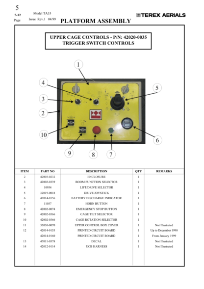 Terex TA33 Articulated Boom Lift Parts Manual - Image 11
