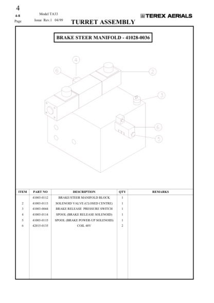 Terex TA33 Articulated Boom Lift Parts Manual - Image 10