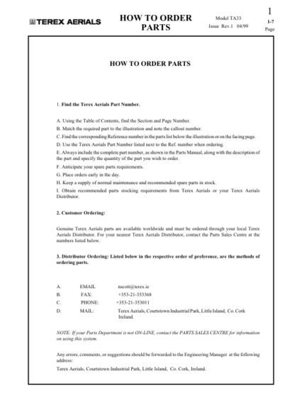 Terex TA33 Articulated Boom Lift Parts Manual - Image 8
