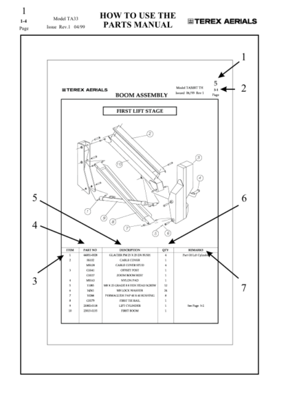 Terex TA33 Articulated Boom Lift Parts Manual - Image 6