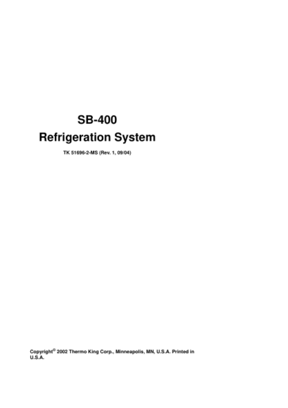 Thermo King SB-400 Refrigeration Units Diagnostic Manual - Image 2