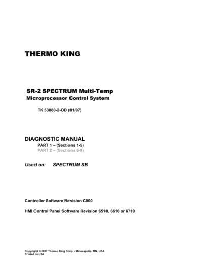 Thermo King SR-2 SPECTRUM Multi-Temp Microprocessor Control System Diagnostic Manual - Image 2