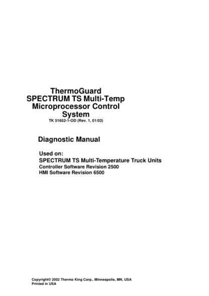 Thermo King Spectrum TS Multi Temp Microprocessor Control System Diagnostic Manual - Image 2