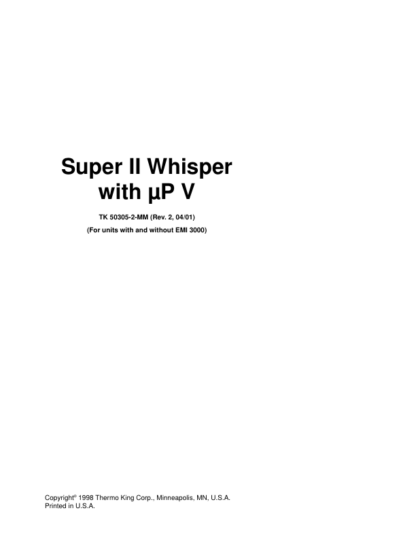 Thermo King Super II Whisper uP-V Refrigeration Units Service Manual - Image 2