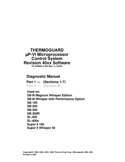 Thermo King ThermoGuard uP-VI Diagnostic Manual - Image 2