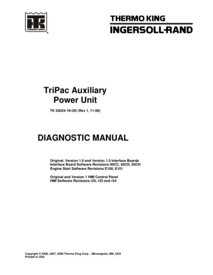 Thermo King TriPac APU Auxiliary Power Unit Diagnostic Manual - Image 2