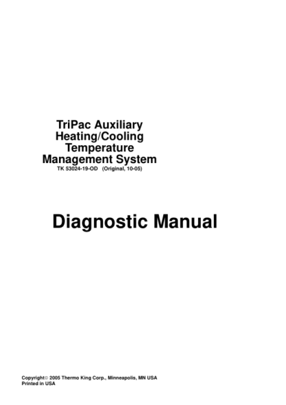 Thermo King TriPac Auxiliary Heating Cooling Temperature Management System Diagnostic Manual - Image 2