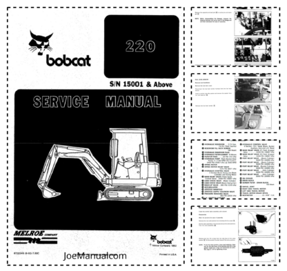 Bobcat 220 Excavator Service Manual SN 15001