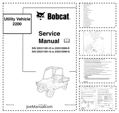 Bobcat 2200 Utility Vehicle Service Manual 6903129