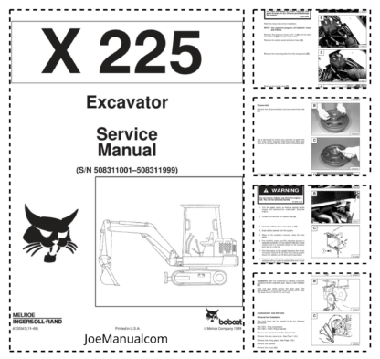 Bobcat X225 Excavator Service Manual SN 508311001 508311999