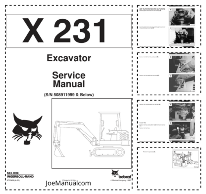 Bobcat X231 Excavator Service Manual SN 508911999
