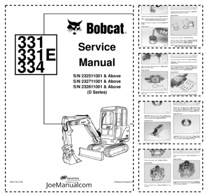 Bobcat 331 331E 334 Excavator Service Manual SN 232-