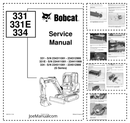 Bobcat 331 331E 334 Excavator Service Manual SN 234- 334-