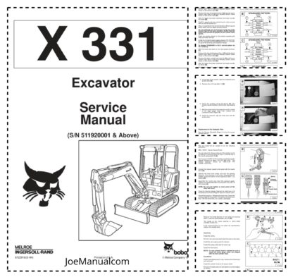 Bobcat X331 Excavator Service Manual SN 511920001