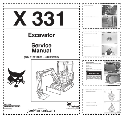 Bobcat X331 Excavator Service Manual SN 512911001 512912999