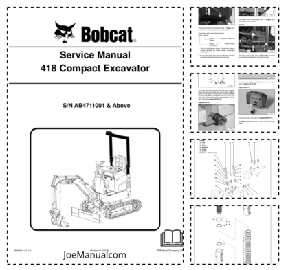 Bobcat 418 Excavator Service Manual SN AB4711001