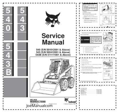 Bobcat 540 543 543B Loader Service Manual SN 501012001 502412001 511111001