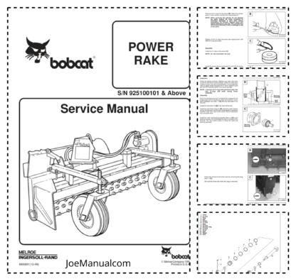 Bobcat Power Rake Attachments Service Manual SN 925100101