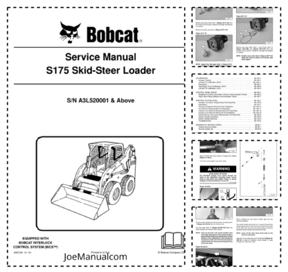 Bobcat S175 Skidsteer Loader Service Manual SN A3L520001