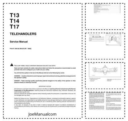 Fiat Kobelco T13 T14 T17 Telehandler Service Manual