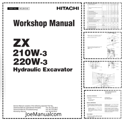 Hitachi ZX210W-3 220W-3 Excavator Workshop Manual