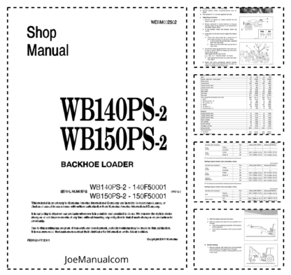 Komatsu WB140PS-2 150PS-2 Backhoe Loader Shop Service Manual WEBD002502