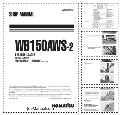Komatsu WB150AWS-2 Backhoe Loader Shop Service Manual WEBD003301