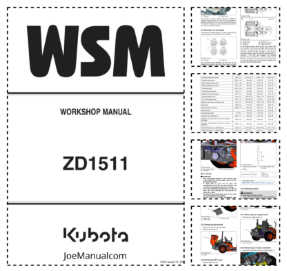 Kubota ZD1511 Zero Turn Mower Workshop Manual
