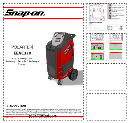Snap-on EEAC330 R134a Refrigerant Recovery Recycle Recharge Station User Manual