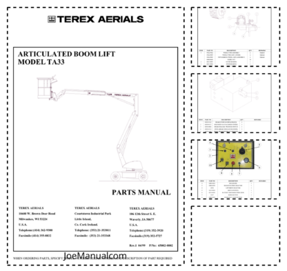 Terex TA33 Articulated Boom Lift Parts Manual