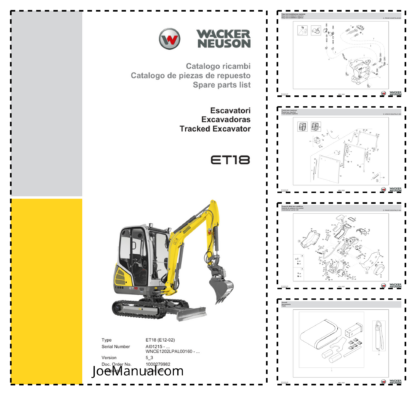 Wacker Neuson ET18  Track Excavators Spare Parts Catalog