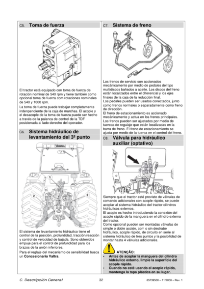 Valtra BH145 BH165 BH180 BH185i BH205i Tractors Operators Manual - Image 8