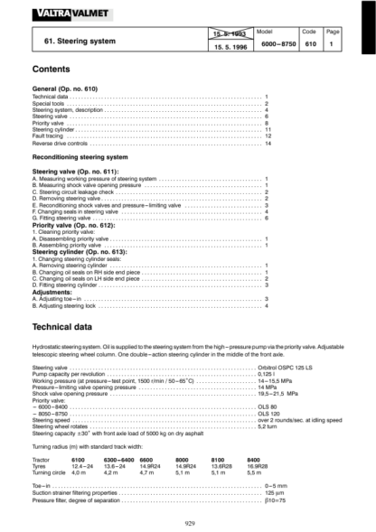 Valtra Valmet Hi Tech 6000 8950 Tractor Service Manual - Image 13