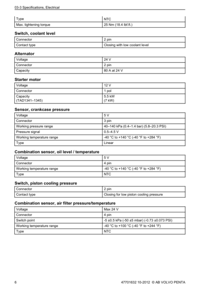 Volvo Penta 9L 12L 13L 16L EMS2 Engine Electrical Workshop Manual - Image 7