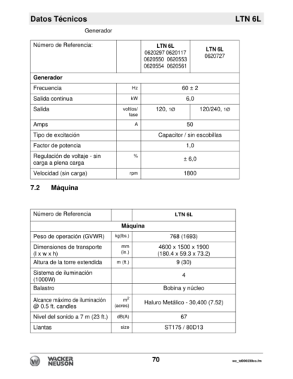 Wacker Neuson LTN 6L Light Tower Operators Manual - Image 8